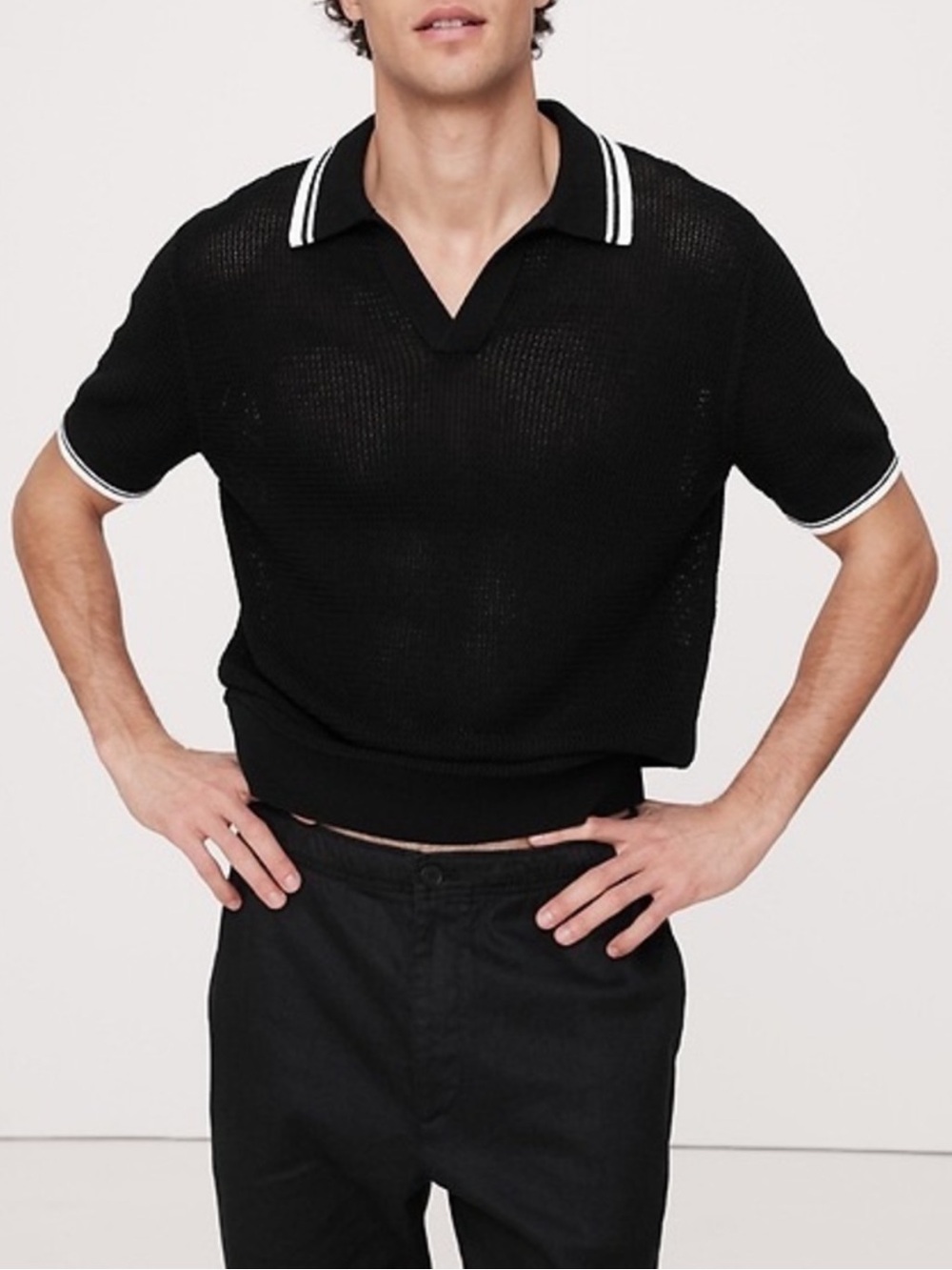 Banana Republic 2025 Knit Crochet Sweater Polo